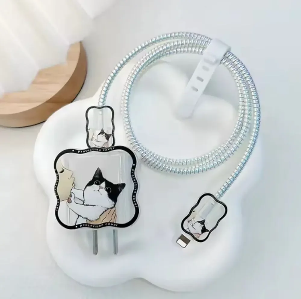 Cat Push iPhone Charger Cover Cable Protectors P87